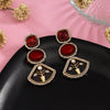 Maroon Color American Diamond Earrings