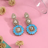 Firozi Color Meena Work American Diamond Earrings