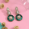 Green Color Meena Work American Diamond Earrings