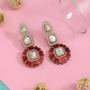 Maroon Color Meena Work American Diamond Earrings