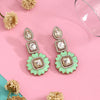 Parrot Green Color Meena Work American Diamond Earrings