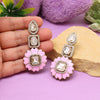 Pink Color Meena Work American Diamond Earrings