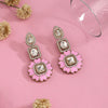 Pink Color Meena Work American Diamond Earrings