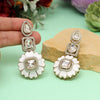 White Color Meena Work American Diamond Earrings