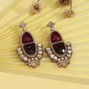 Maroon Color American Diamond Earrings