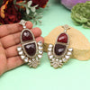 Maroon Color American Diamond Earrings