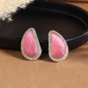 Pink Color American Diamond Earrings