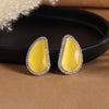 Yellow Color American Diamond Earrings