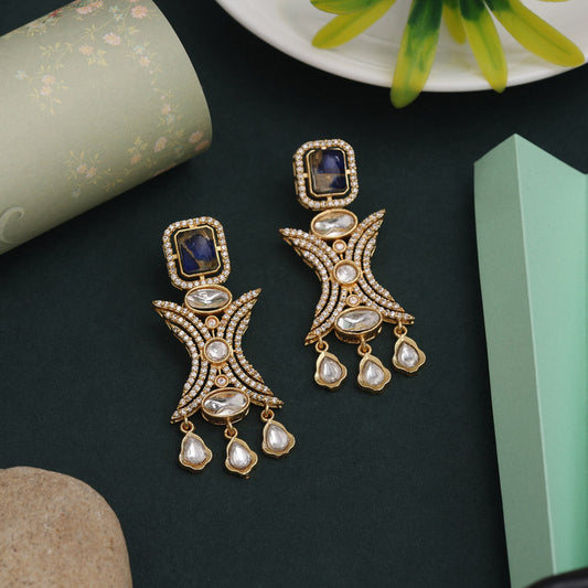 Classic Blue Color American Diamond Earrings For Everyday Chic Style