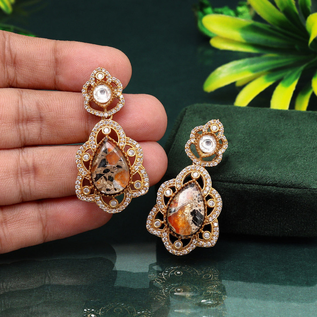 Colorful Multi Color American Diamond Earrings With Unique Ethnic Appeal