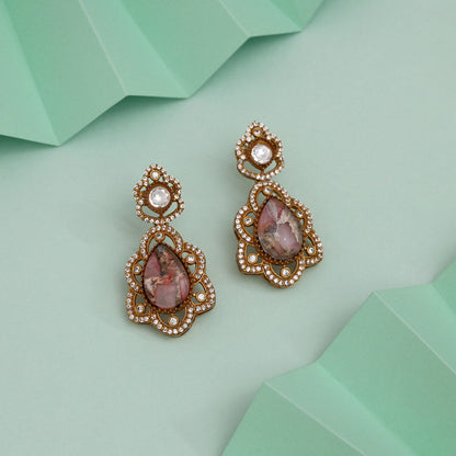 Sweet Pink Color American Diamond Earrings For Soft Romantic Moments