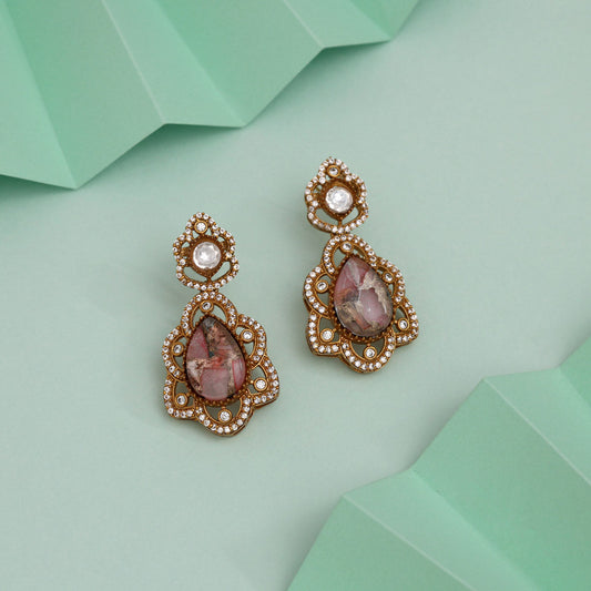 Sweet Pink Color American Diamond Earrings For Soft Romantic Moments