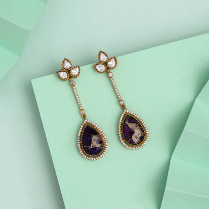 Charming Purple Color American Diamond Earrings For Radiant Festive Fashion