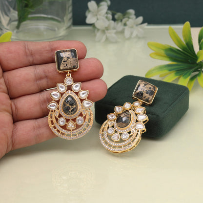 Classic Black Color American Diamond Earrings Perfect For All Outfits