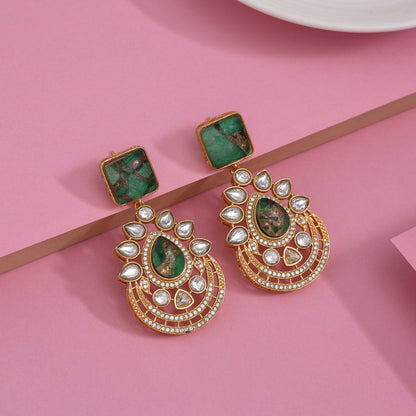 Trendy Green Color American Diamond Earrings For Every Festive Moment