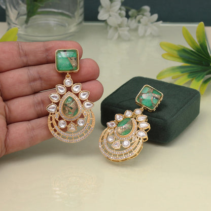 Trendy Green Color American Diamond Earrings For Every Festive Moment