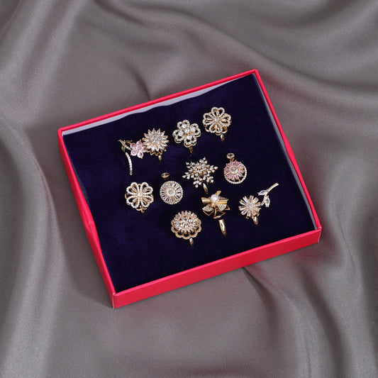 Assorted Color American Diamond Finger Ring Combo Of 11 Pieces (ADR103CMB)