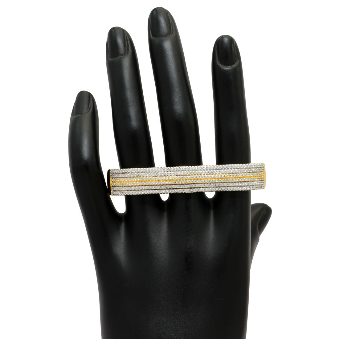 Gold Color Three In One American Diamond Brass Ring (ADR147GLD)
