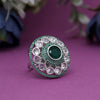 Green Color American Diamond Finger Ring (ADR562GRN)