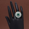 Green Color American Diamond Finger Ring (ADR562GRN)