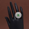 Pista Green Color American Diamond Finger Ring (ADR562PGRN)