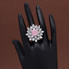 Pink Color American Diamond Finger Ring (ADR563PNK)