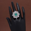 Rama Green Color American Diamond Finger Ring (ADR563RGRN)