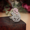 Pink Color American Diamond Finger Ring (ADR566PNK)