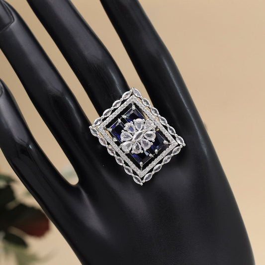 Blue Color American Diamond Finger Ring (ADR567BLU)