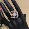 Ruby Color American Diamond Finger Ring (ADR571RUBY)
