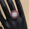 Ruby Color American Diamond Finger Ring (ADR572RUBY)