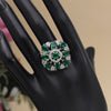 Green Color American Diamond Finger Ring (ADR581GRN)