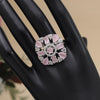 Pink Color American Diamond Finger Ring (ADR581PNK)