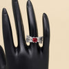 Ruby Color American Diamond Finger Ring (ADR584RUBY)