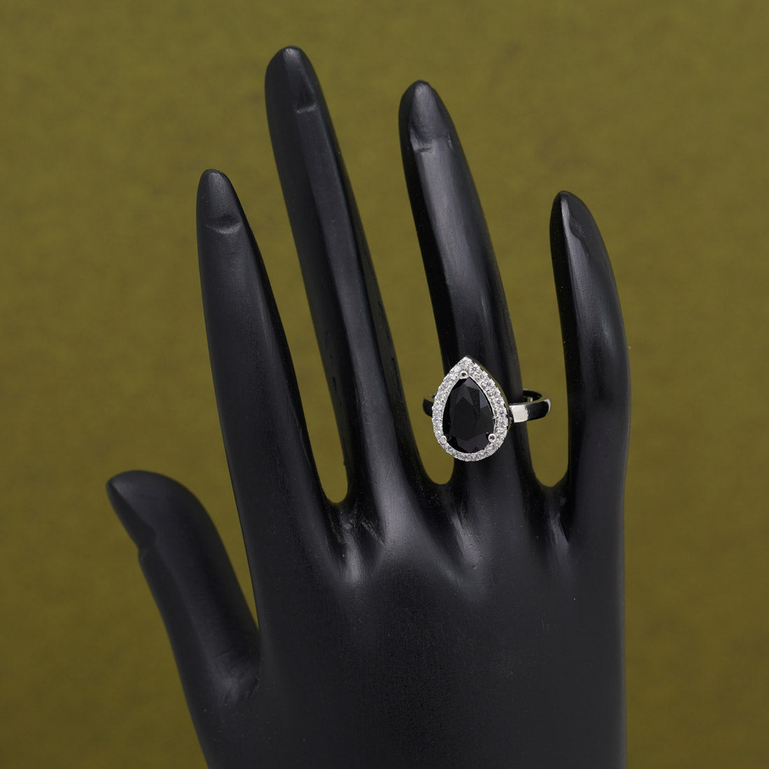 Black Color American Diamond Finger Ring (ADR593BLK)