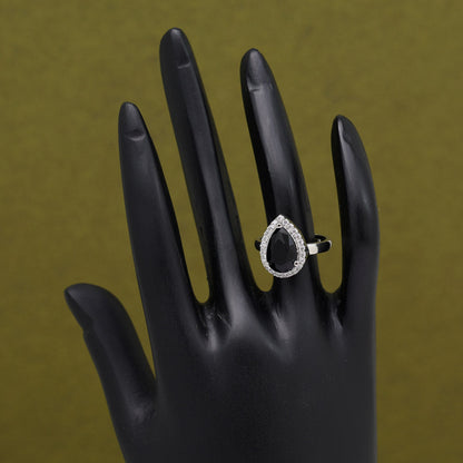 Black Color American Diamond Finger Ring (ADR593BLK)
