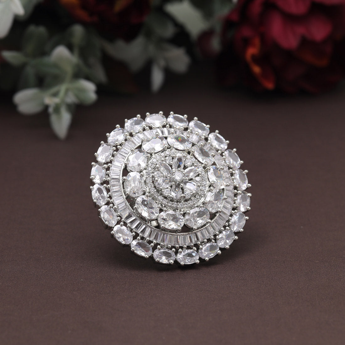 Silver Color American Diamond Finger Ring (ADR600SLV)