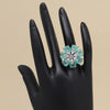 Pista Green Color American Diamond Finger Ring (ADR603PGRN)