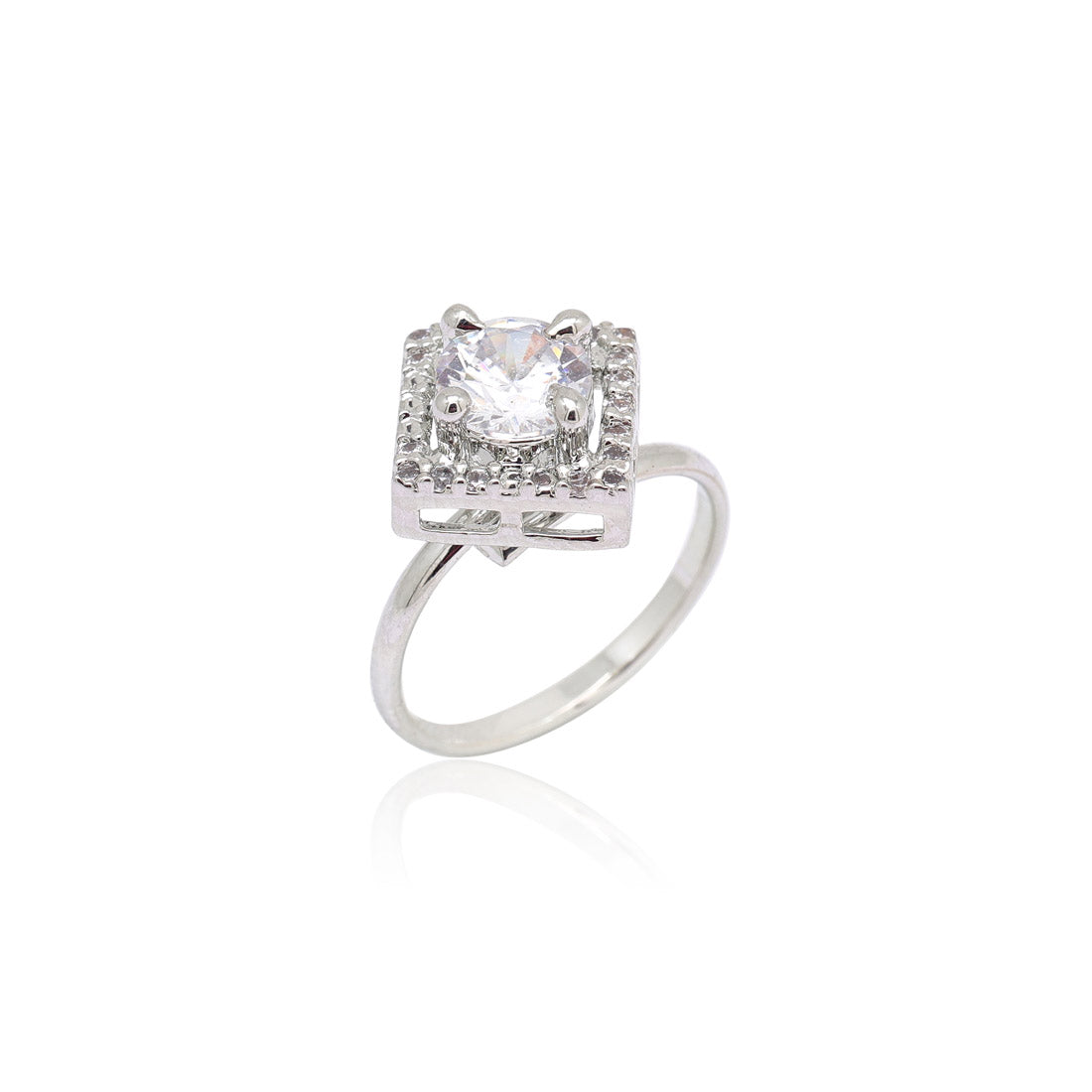 Silver Color American Diamond Finger Ring (ADR610SLV)