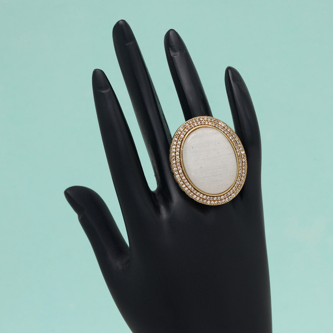 Off White Color American Diamond Finger Ring (ADR611OWHT)