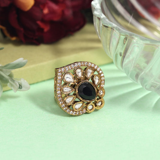 Black Color American Diamond Finger Ring (ADR612BLK)