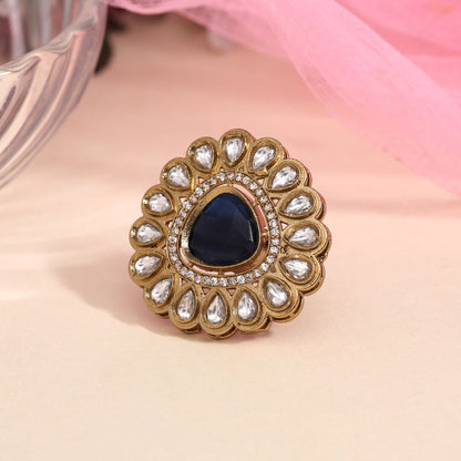 Blue Color American Diamond Finger Ring (ADR617BLU)