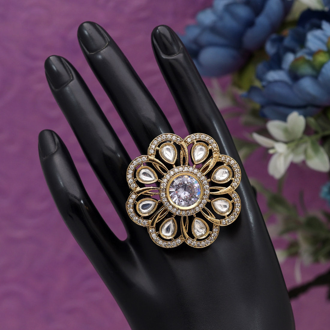 White Color American Diamond Finger Ring (ADR618WHT)