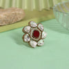 Maroon Color Handmade Premium Quality Brass Metal Moissanite Stone Jaipur Fiinger Rings (ADR623MRN)