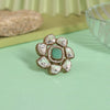 Pista Green Color Handmade Premium Quality Brass Metal Moissanite Stone Jaipur Fiinger Rings (ADR623PGRN)