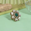 Rama Green Color Handmade Premium Quality Brass Metal Moissanite Stone Jaipur Fiinger Rings (ADR623RGRN)