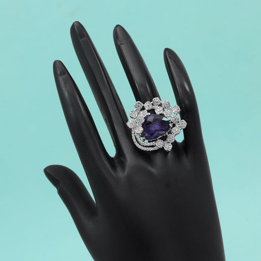 Purple Color American Diamond Finger Ring