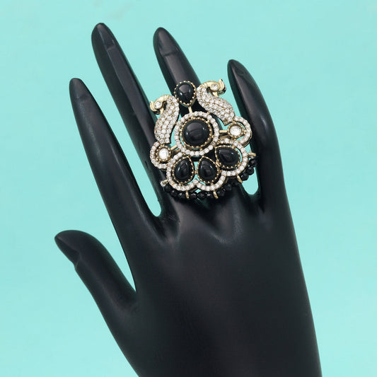 Black Color American Diamond Finger Ring