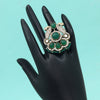 Green Color American Diamond Finger Ring