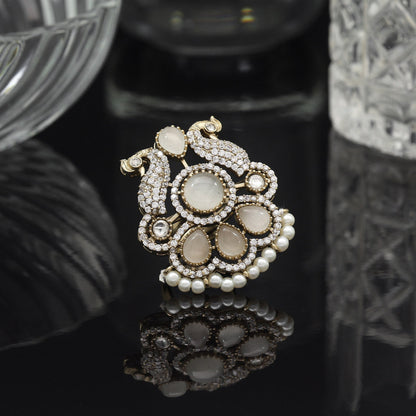 Grey Color American Diamond Finger Ring